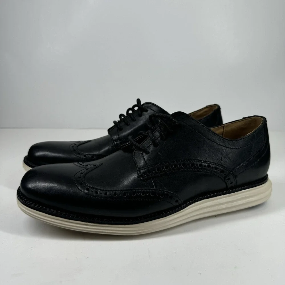 Cole Haan OriginalGrand Men's 8M Black Leather Wingtip Oxford Dress Shoes C24089